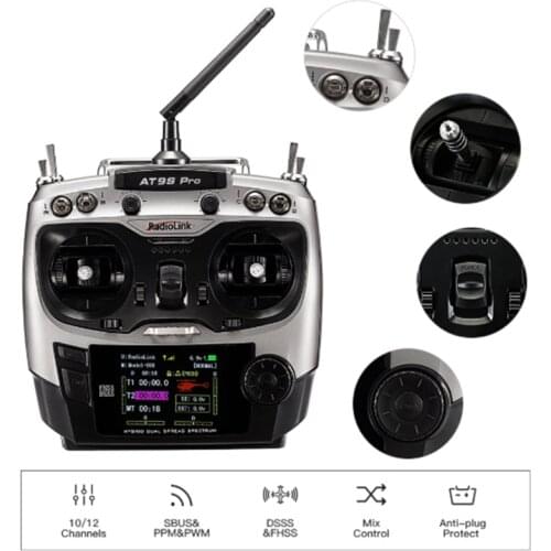 Radiolink AT9S Pro 12 Channels 2.4G RC Transmitter Radio Controller with RX R9DS for Drone Fixed Wing quadcopter Helicopter