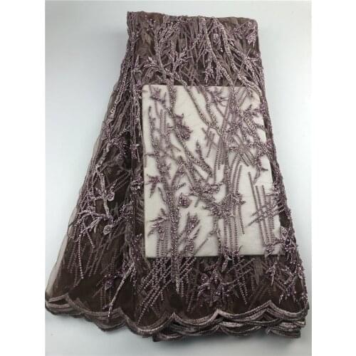 Luxury African Embroidery 3D Flower Lace Handmade Beaded Tulle Lace Fabric For Wedding Party Dresses Good Quality H0217