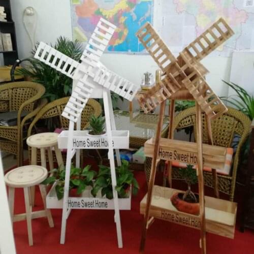 Christmas wood retro rotating windmill garden flower stand outdoor wedding welcome soft decoration ornaments wedding props