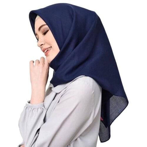 110*110cm Malaysian Ladies Hijab Scarf Soild Cotton Oversize Square Scarf Muslim Shawls and Wraps Hijabs Foulard Femme Headscarf