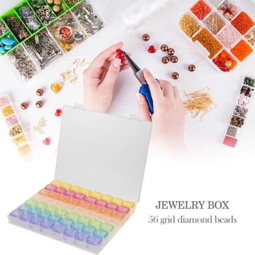 56 Grids Jewelry Box Diamond Embroidery Crystal Bead Organizer Storage Case Bottles Diamond Painting Tools Bread Container