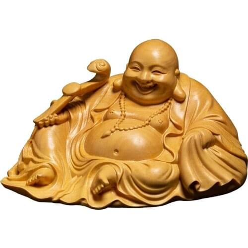 5cm Buddha Statues Buddha Car Accessories Fengshui Maitreya Buddhism Miniature Carved Wooden Statues for d