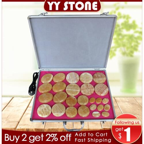 Tontin 26pcs/set Hot stone body massager yellow Jade Salon SPA with heater bag ysgyp-nls CE and ROHS healthcare health care