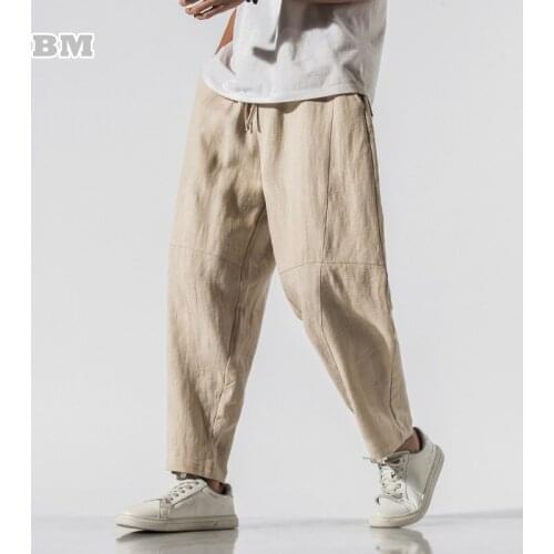 2021 Chinese Traditional Costume Plus Size Tang Suit Casual Trousers Ethnic Style Retro Harem Pants Men Clothing Harajuku Male