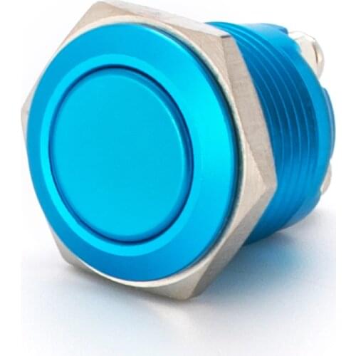 YHJ series factory supply16mm waterproof aluminum blue metal push button switch