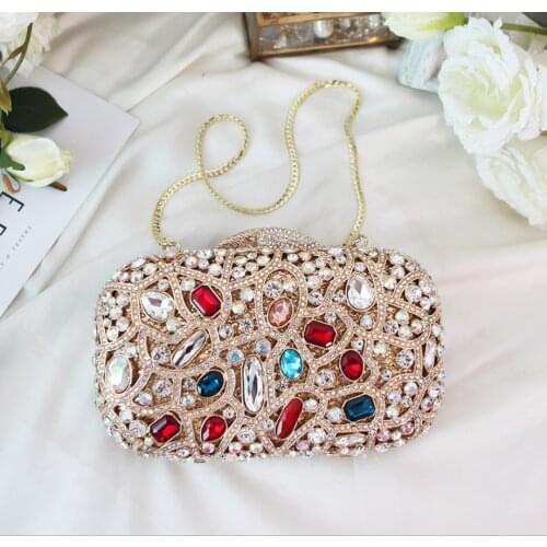 Female Dazzling Clutches Bags Women Crystal Evening Bag Metal Clutch Bag Diamond Wedding Minaudiere Handbag Bridal Clutch Purses