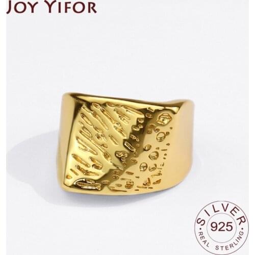 925 Sterling Silver Rings for Women Bump Big Gold Color Vintage Wedding Trendy Jewelry Large Adjustable Antique Rings Anillos
