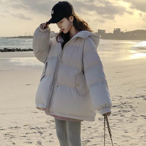 Winter Jacket Cotton Coat Women 2021 New Korean Version Loose Bf Style Cotton Coat Student Bread Coat Mid-length Thickening