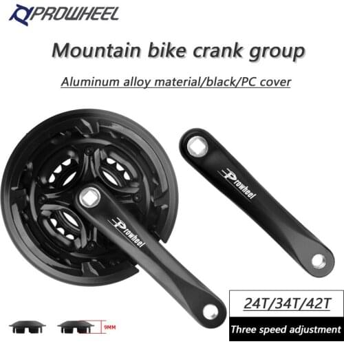PROWHEEL Mountain Bike Crank 6/7/8 Speed 170mm Crank 24/34/42T Sprocket Variable Speed Square Hole Crank Mountain Bike Parts