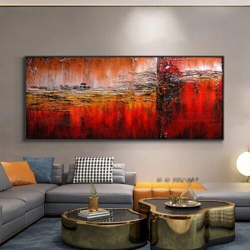 100 Hand Painted Red Abstract Oil Painting On Canvas Without Frame Textured Modern Large Size Wall Art