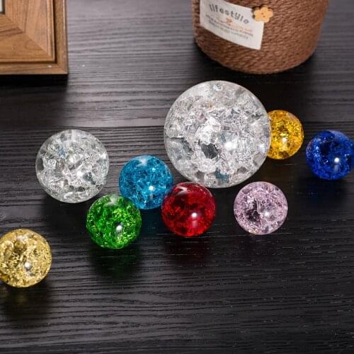 30mm Ice Cracked Crystal Glass Ball Fountain Bonsai Water Feature Decoration Ornaments Accessories Rockery Ornaments