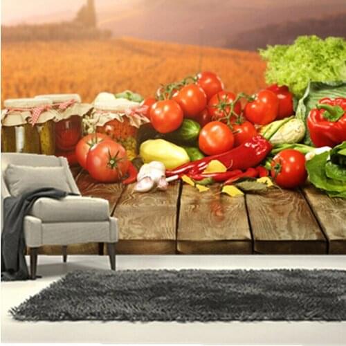 The custom 3D murals,fresh vegetables and canned, cafe wall restaurant the kitchen the dining room wall wallpaper