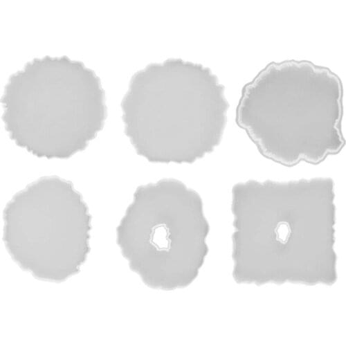 6PCS Resin Coaster Molds Irregular Hollow Agate Silicone Molds Epoxy Resin Molds for DIY Geode Coasters, Home Decor