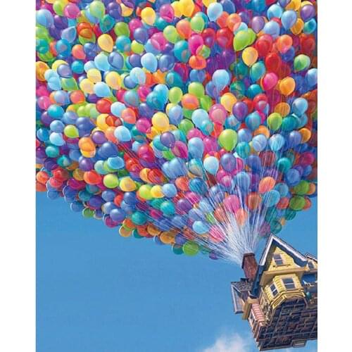 NEW 5D DIY Diamond Painting Cross Stitch Colourful Balloon House Needlework Diamond Embroidery Full Diamond Decorative