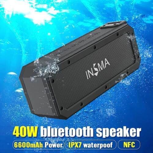 INSMA S400 PLUS 40W bluetooth Speaker NFC Portable Speakers IPX7 Waterproof Subwoofer Outdoor TWS Boombox Wireless Loudspeakers