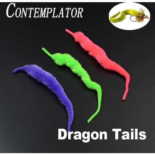 Contemplator 5colors 5.7’’ Fly Tying Dragon Tails Streamers Bass Pick 5pcs Fastness&Durable Tapered Tails For Tying BIG BAITS