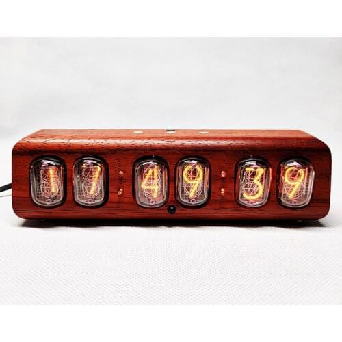 6-bit IN12 glow tube digital tube clock Induction switch,solid wood glow clock with remote controller IN-12