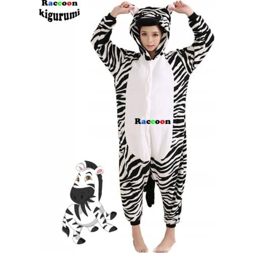 Adult Zebra Kigurumi Animal Onesies Cosplay Costume Anime Pajamas Halloween Family Party Cloths