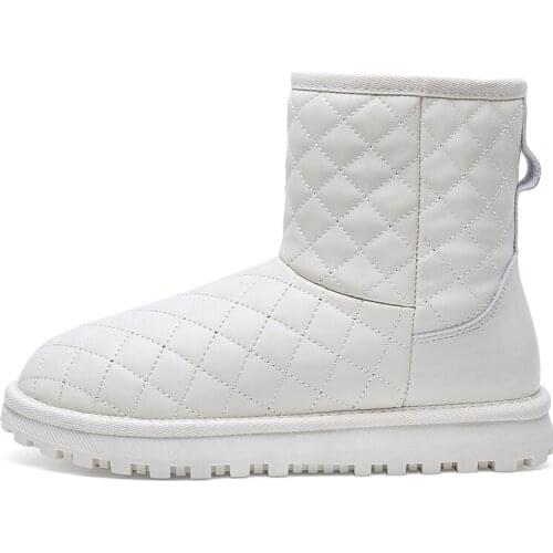 Round Toe Flat Snow Boots Set Foot Solid Color Short Boots WomenS Platform Shoes