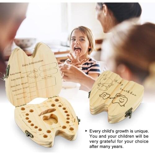 Baby Teeth Keepsake Box Tooth Holder Wooden Tooth Collection Organizer Storage for Kids Boys Girls Memory