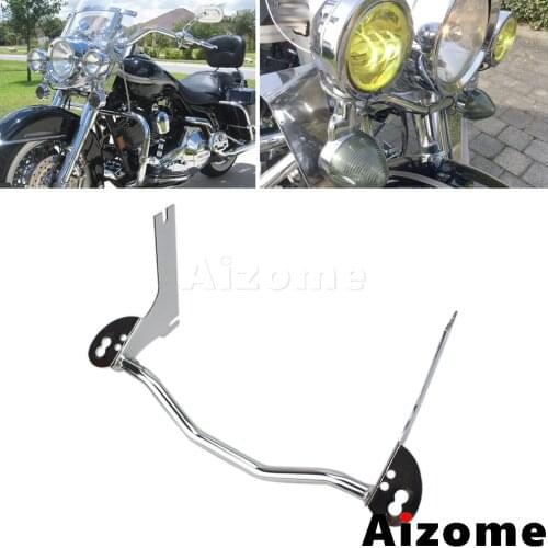 Motorcycle Chrome Auxiliary Lamp Passing Fog Lights Mounting Bar For Harley Road King 1994-2003 68712-94A Spotlight Bracket