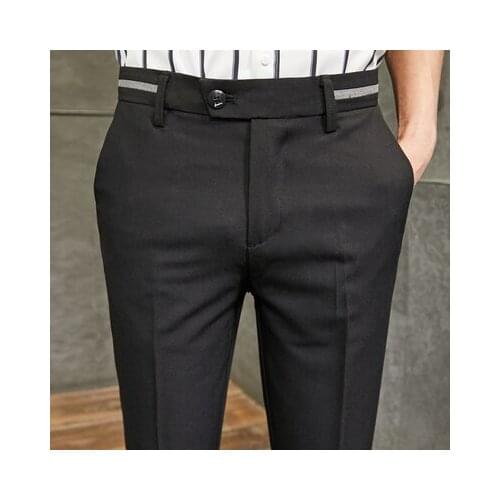 Mens 2020 spring and summer Korean version of the British style nine points trousers Slim sense of feet casual suit pants