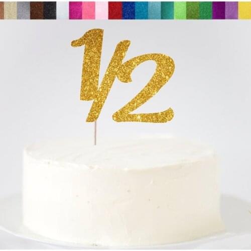 Custom 1/2 glitter Cake Topper, Half Birthday Cake Topper, 6 Months Party Decor, Glitter Half Cake Topper, 1/2 Sign Sparkle