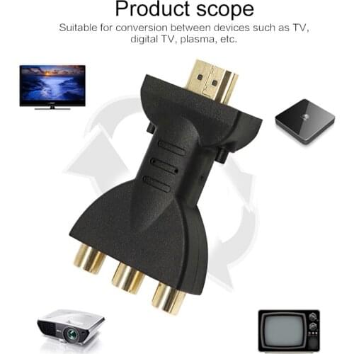 New Male To 3 RGB RCA Video Audio Adapter AV Component Converter 720P 1080P Digital Signal For HDTV DVD Audio Video Accessories