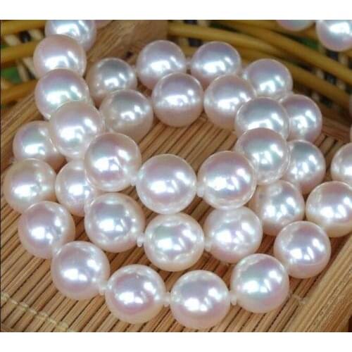 Huge 18"12-13mm natural south sea genuine round white pearl necklace