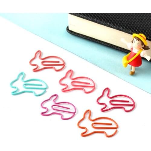 Wholesale 1000pcs Cute Metal Rabbit Paper Clips Decorative Kawaii Office Accessories School Stationery Items Office Supplies