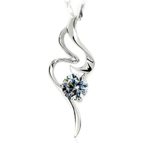 Fire dance 1Ct 6.5 mm G-H Moissanite Diamond Pendant Marriage Jewel TEST POSITIVE 925 Sterling Silver Wedding Necklace