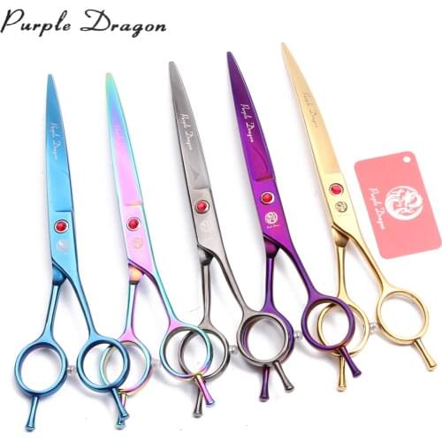 Pet Curved Scissors Purple Dragon 8" 22.5cm JP Stainless Dogs Grooming Scissors Animal Up&Down Curved Shears 4003# Pet Scissors