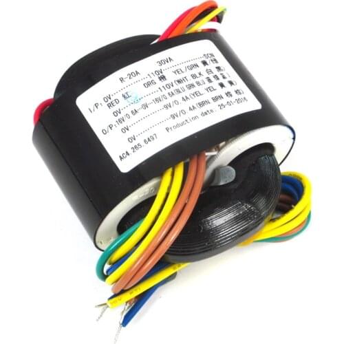 30W R-TRANSFORMER 115V/230V 30VA 16V-0-16V 0-9V 0-9V Audio DAC Decoder Copper Wire Shielded High Quality R Type Transformer