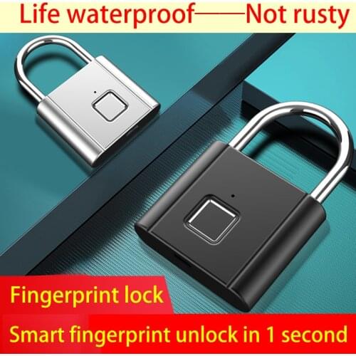 Smart Fingerprint Lock Padlock USB Rechargeable Thumbprint Door Padlock Portable Fingerprint Lock Cabinet Lock drawer lock