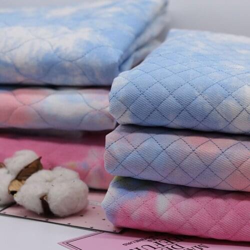 Thick Cotton Colorful Tie Dyed Printed Quilted Embroidery Fabric For Jackets Blazer Coat Warm Fashion Winter Telas DIY 50X150cm