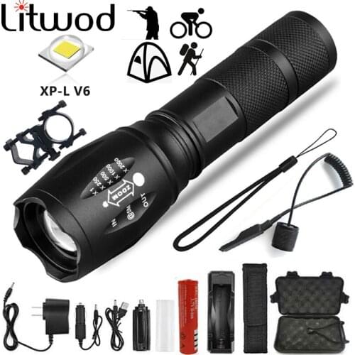 Ultra Bright Led Flashlight Zoomable L2/V6 Waterproof Hunting Cycing Torch 18650 Or AAA Battery For Camping Light 10000LM