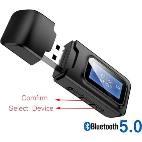 USB Bluetooth 5.0 Audio Transmitter Receiver LCD Display 3.5MM AUX RCA Stereo Wireless Adapter Dongle For PC TV Car Headphones