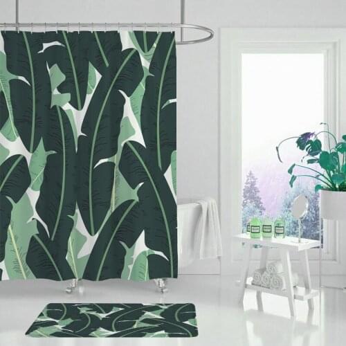 Shower curtain leaf shower curtain and carpet cover sunflower bathroom curtain bathroom mat carpet bathroom decoration