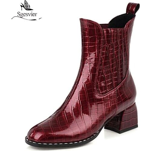 Sgesvier Red Short Boots Women 2020 New Autumn Korean Fashion Round Toe Thick With Short Tube Retro Sexy High Heel Ankle Boots