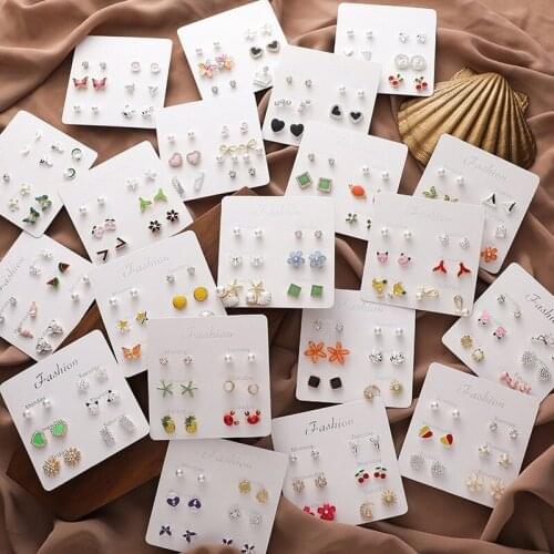 2020 Wholesale One Week Earrings for Women Stars Crystal Heart Earring Monday To Sunday Korean Fashion Stud Earrings Jewelry