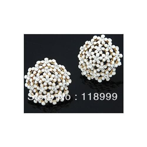White enamel Earrings Statement Earrings crystal Flower earrings for women girl lady wholesale jewelry