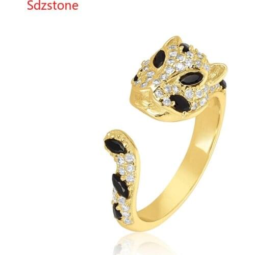 Fashion Punk Rock Special Leopard Head Ring For Women Exaggerated Personality Animal Gold Color Ring Statement