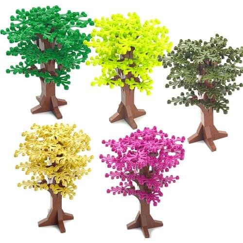 1set Tree Flower Grass Plants Garden Green Bush DIY Building Blocks Compatible City DIY MOC Building Blocks Accessories Parts