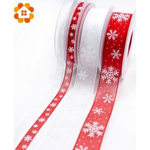 10yard 2 Styles Color Snowflake Printed Ribbon Flower Christmas Decoration Accessories DIY Festival Gift Handmade Decor Supplies