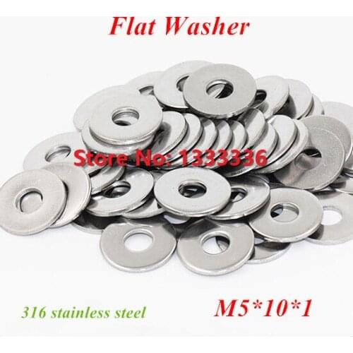 200pcs/lot M5 DIN125 Flat Washers A4 Marine Grade / 316 Stainless Steel M5*10*1