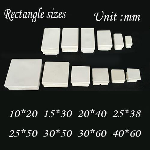 30X60mm Furniture tube plug,white oblong rectangle pipe plastic end blanking tube inserting end chair feet pad led end cover cap