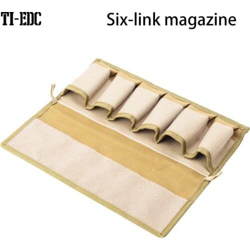 6 Slots Tactical Pistol Magazine Storage Pouch with Hook and Loop Fastener Airsoft Paintball 9mm .40 Ammo Carrier Shoulder Bag