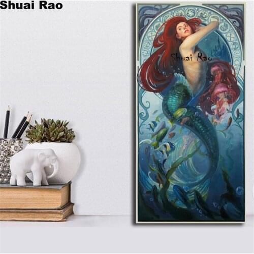 5d diy Diamond Embroidery cartoon"Mermaid Princess"Diamond Mosaic full Round Square Diamond Painting crystal cross stitch decor