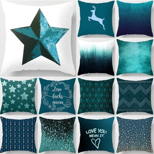 Turquoise Geometric Pillow Cover Teal Blue Marble Throw Cushion Covers 45*45 for sofa Nordic Boho Pillowcase for Home Decoration