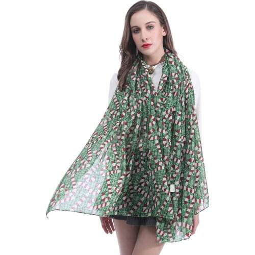 10pcs/lot Christmas Candy Canes Print Womens Large Scarf Shawl Wrap